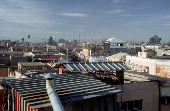 der Blick von der Dachterrasse unseres Hotels